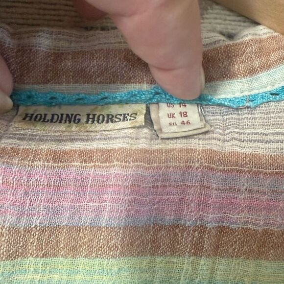 HOLDING HORSES Pastel Striped Button-Down Blouse - Picture 5 of 11